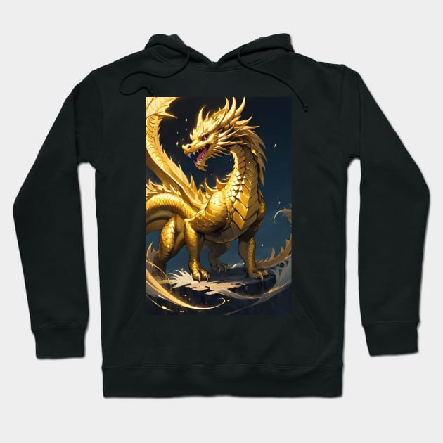 Cool golden dragon Hoodie by Spaceboyishere